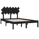 vidaXL fekete tömör fa ágykeret 135 x 190 cm (Double)