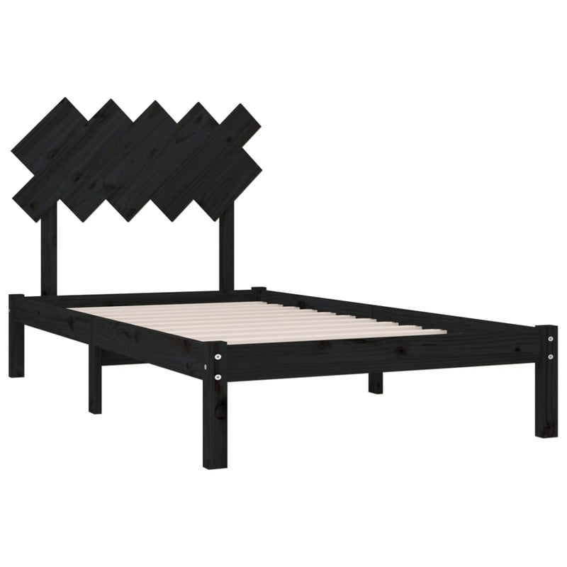 vidaXL fekete tömör fa ágykeret 100x200 cm