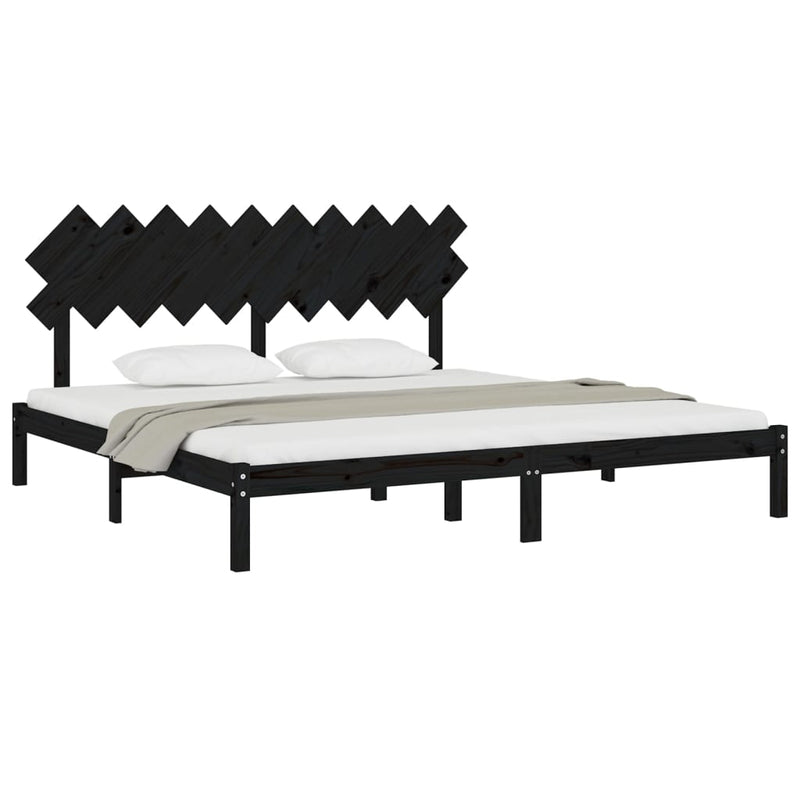 vidaXL fekete tömör fa ágykeret 200 x 200 cm