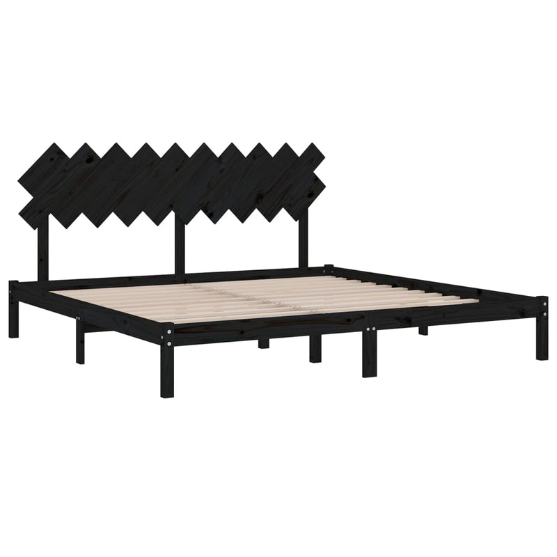 vidaXL fekete tömör fa ágykeret 200 x 200 cm