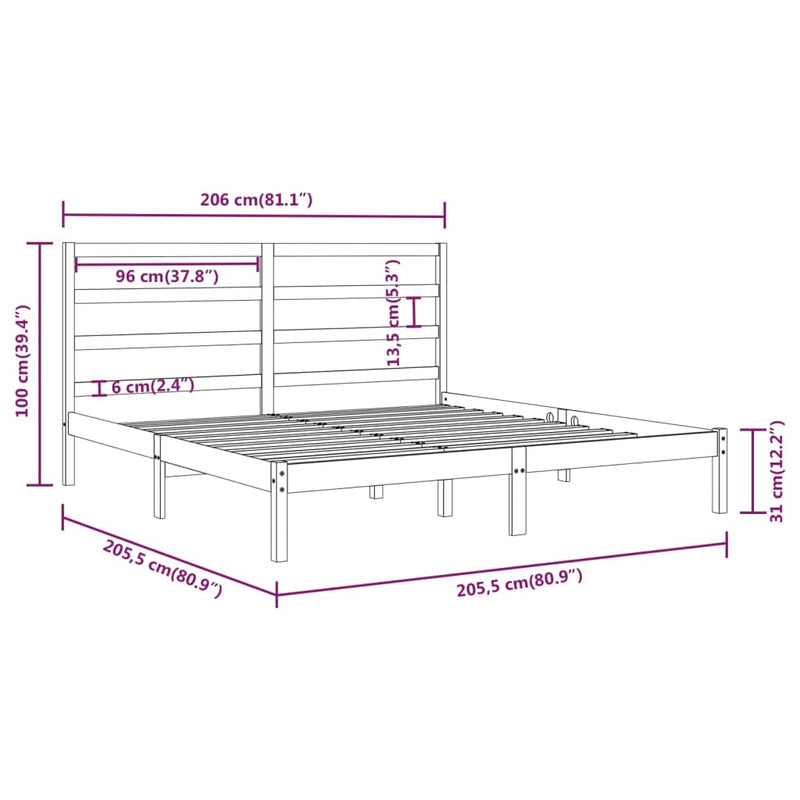 vidaXL szürke tömör fenyőfa ágykeret 200 x 200 cm