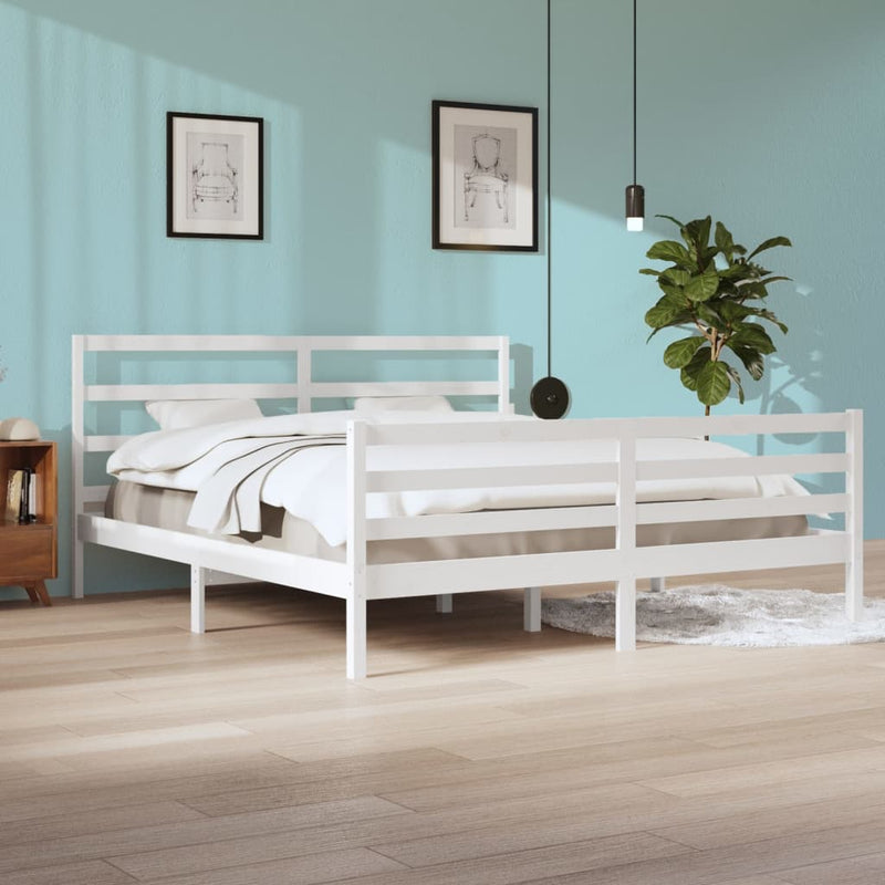 vidaXL fehér tömör fenyőfa ágykeret 200 x 200 cm
