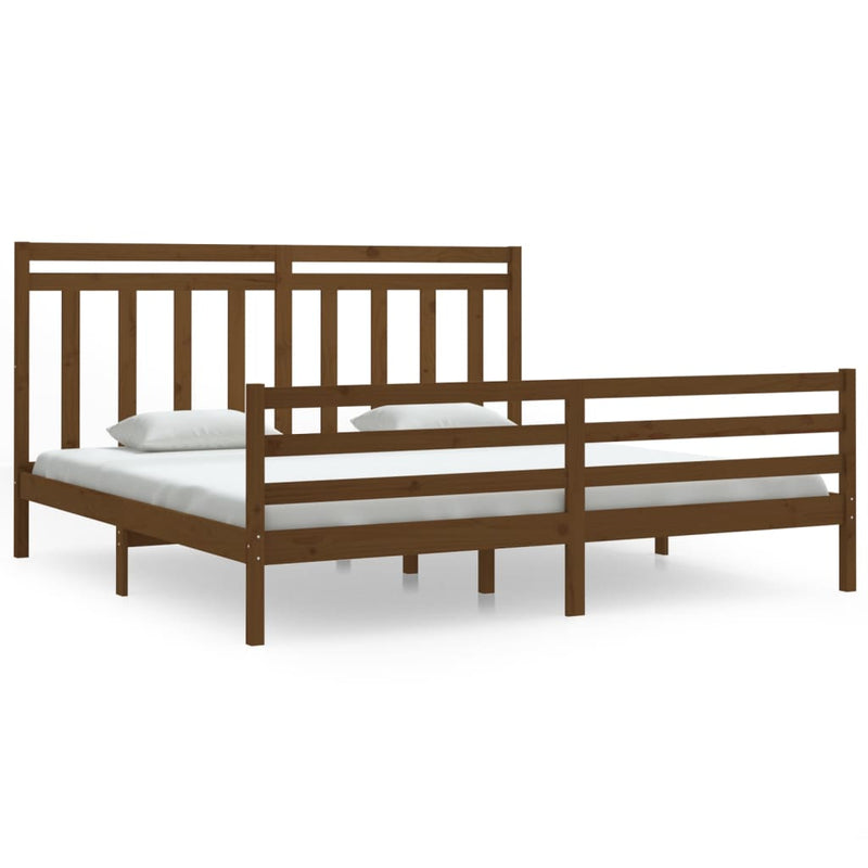 vidaXL mézbarna tömör fa ágykeret 200 x 200 cm