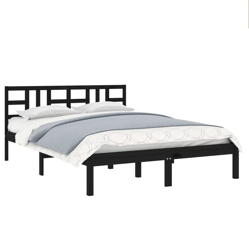 vidaXL fekete tömör fa ágykeret 200 x 200 cm