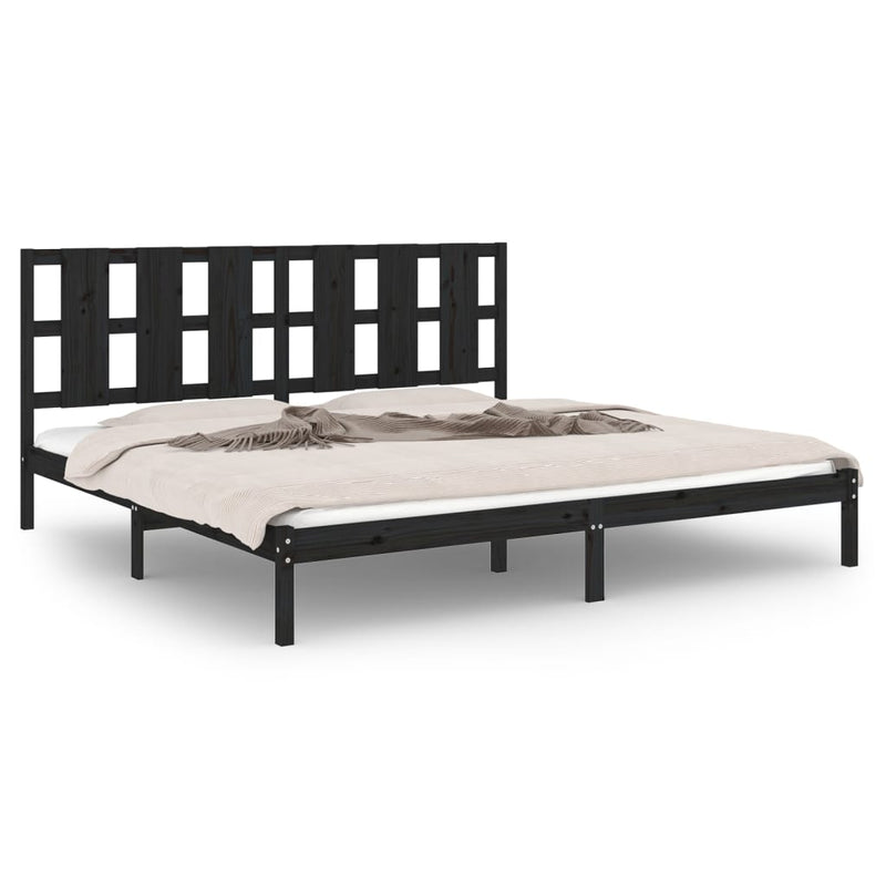 vidaXL fekete tömör fenyőfa ágykeret 200 x 200 cm