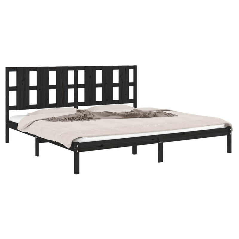 vidaXL fekete tömör fenyőfa ágykeret 200 x 200 cm