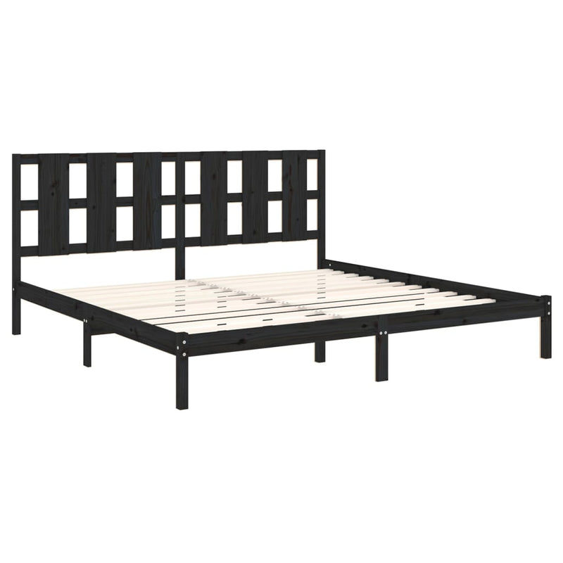 vidaXL fekete tömör fenyőfa ágykeret 200 x 200 cm