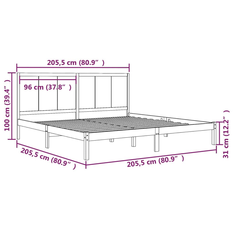 vidaXL mézbarna tömör fenyőfa ágykeret 200 x 200 cm
