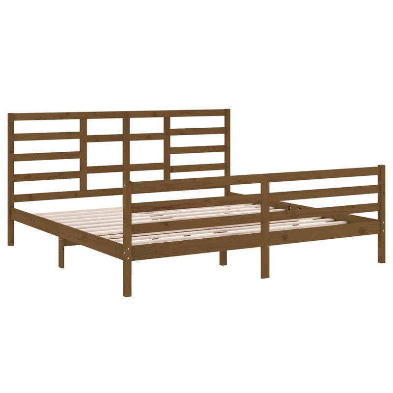 vidaXL mézbarna tömör fa ágykeret 200 x 200 cm