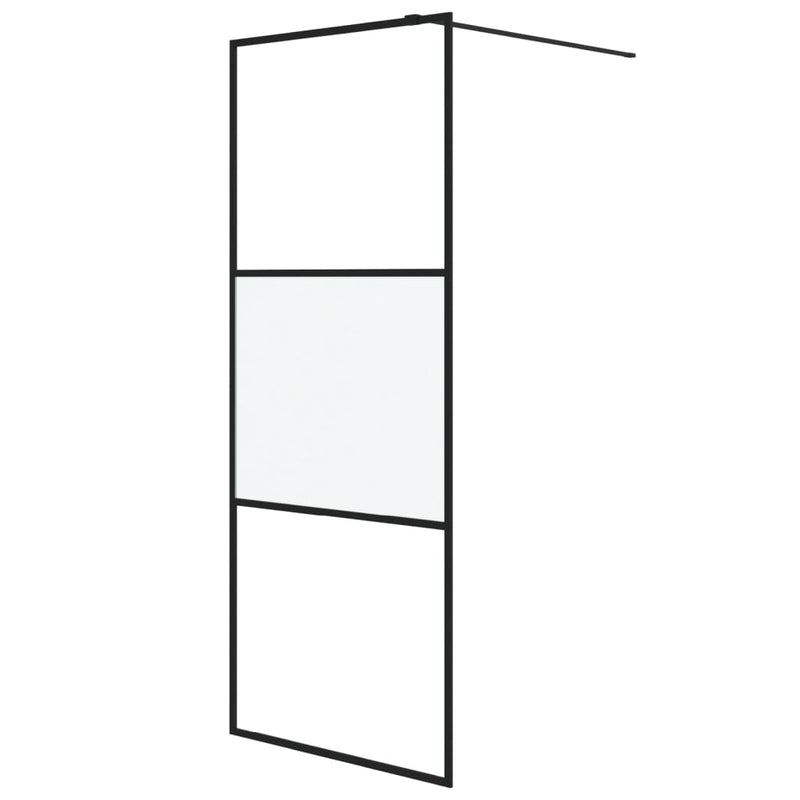vidaXL fekete selyemmatt ESG üveg zuhanyfal 80 x 195 cm