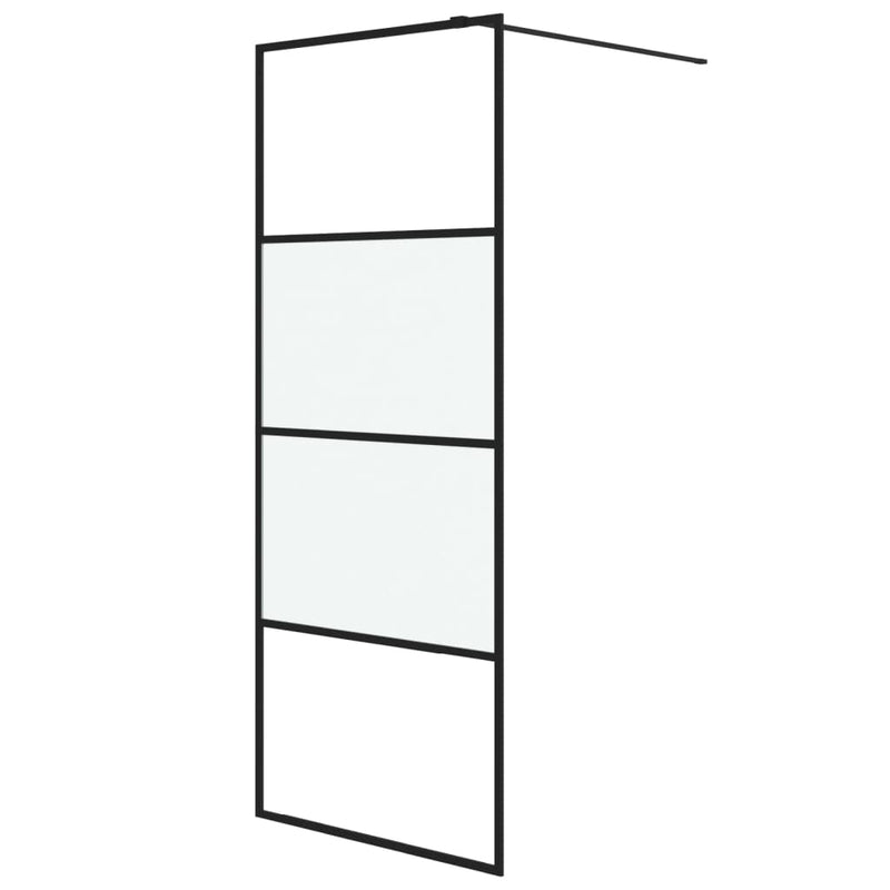 vidaXL fekete selyemmatt ESG üveg zuhanyfal 80 x 195 cm