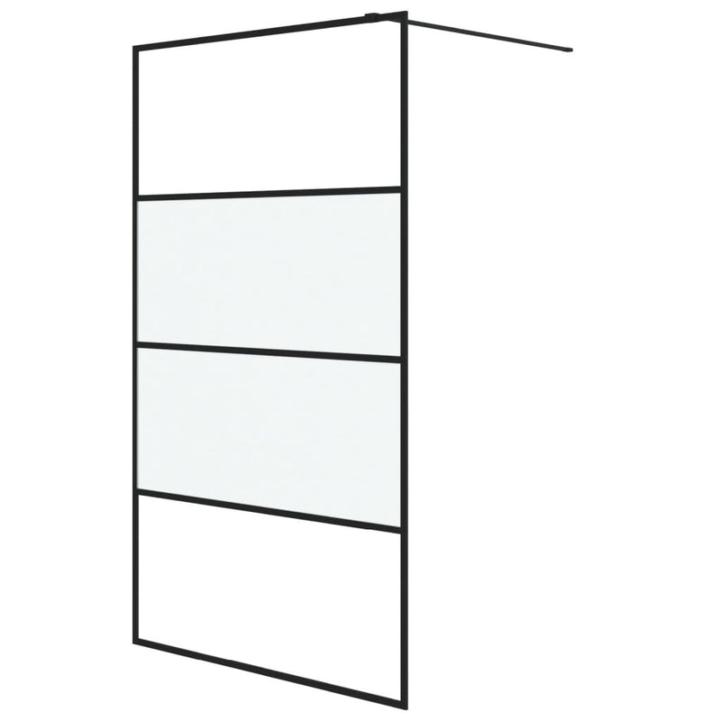 vidaXL fekete selyemmatt ESG üveg zuhanyfal 115 x 195 cm
