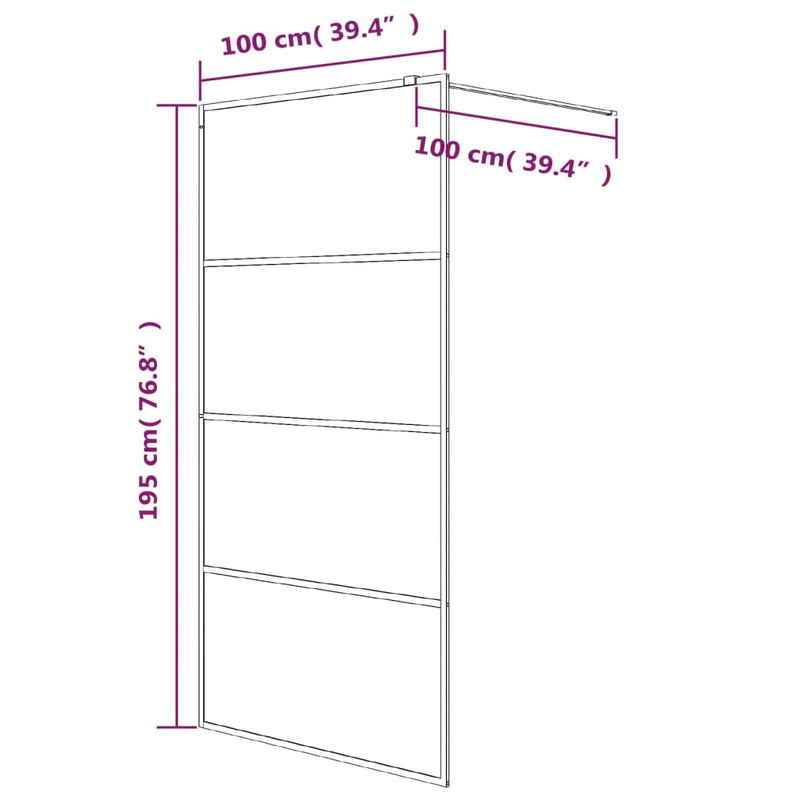 vidaXL ezüstszínű átlátszó ESG üveg zuhanyfal 100 x 195 cm
