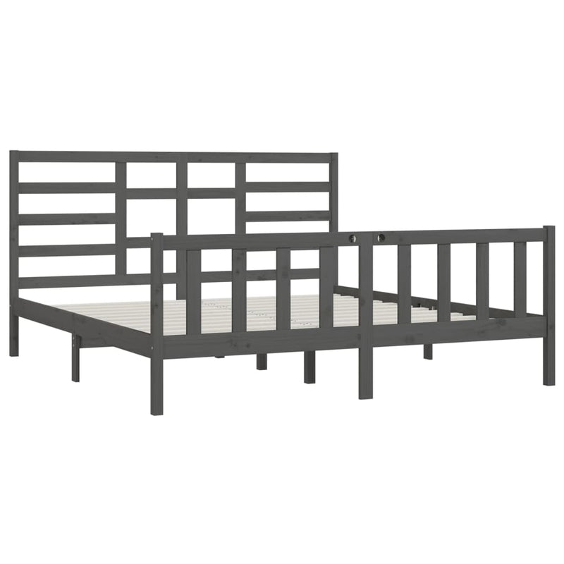 vidaXL szürke tömör fenyőfa ágykeret 200x200 cm