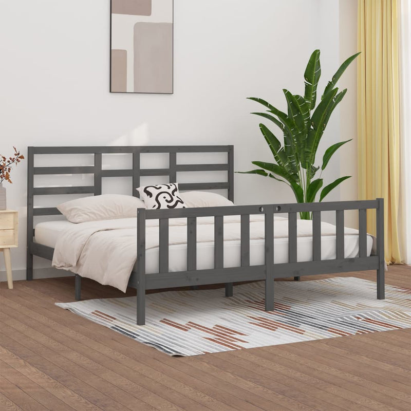 vidaXL szürke tömör fenyőfa ágykeret 200x200 cm