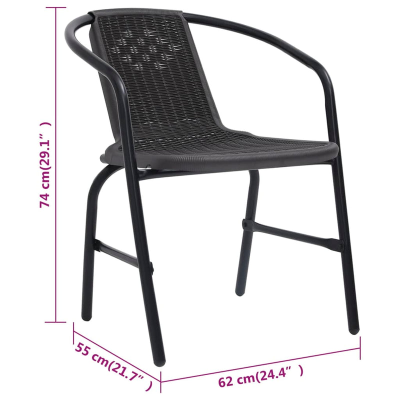 vidaXL 4 db műanyag rattan és acél kerti étkezőszék 110 kg