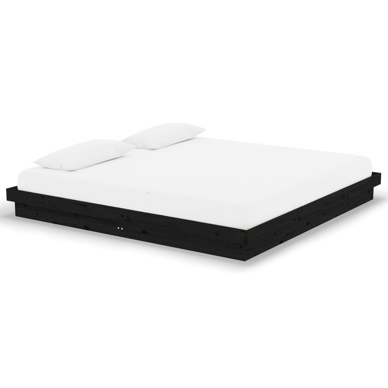 vidaXL fekete tömör fa ágykeret 200x200 cm