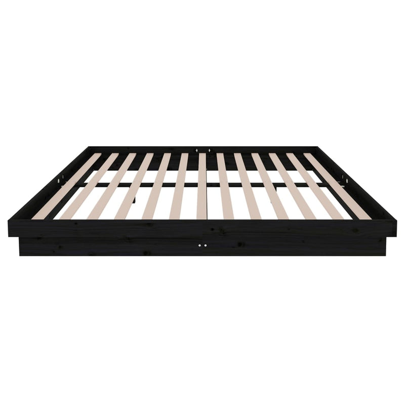 vidaXL fekete tömör fa ágykeret 200x200 cm