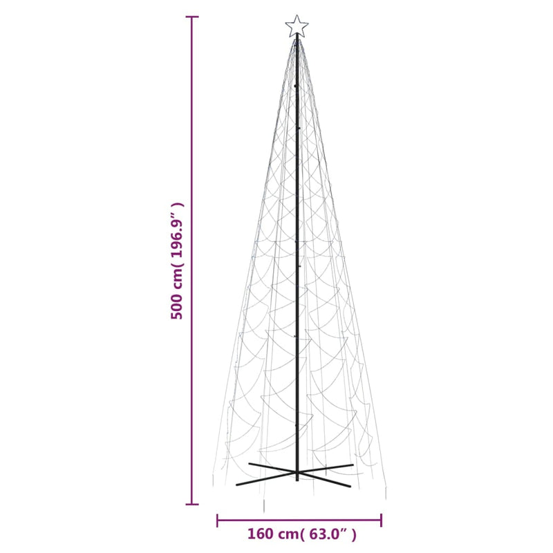 vidaXL kúp alakú karácsonyfa 500 kék LED-del 100 x 300 cm