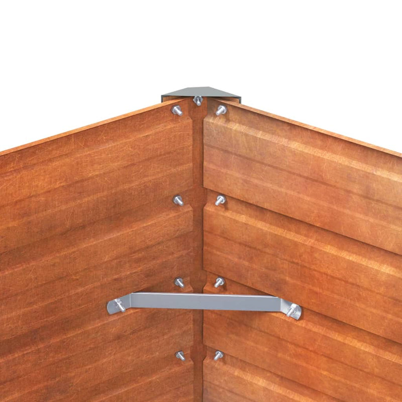 vidaXL rozsda színű corten acél kerti magaságyás 129 x 129 x 77 cm