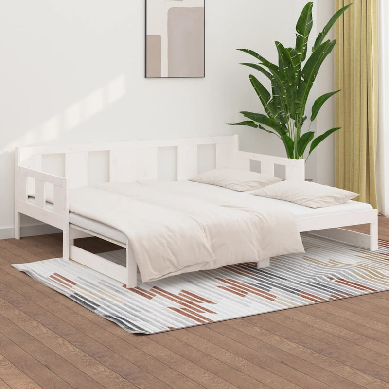 vidaXL fehér tömör fenyőfa kihúzható kanapéágy 2 x (90 x 200) cm