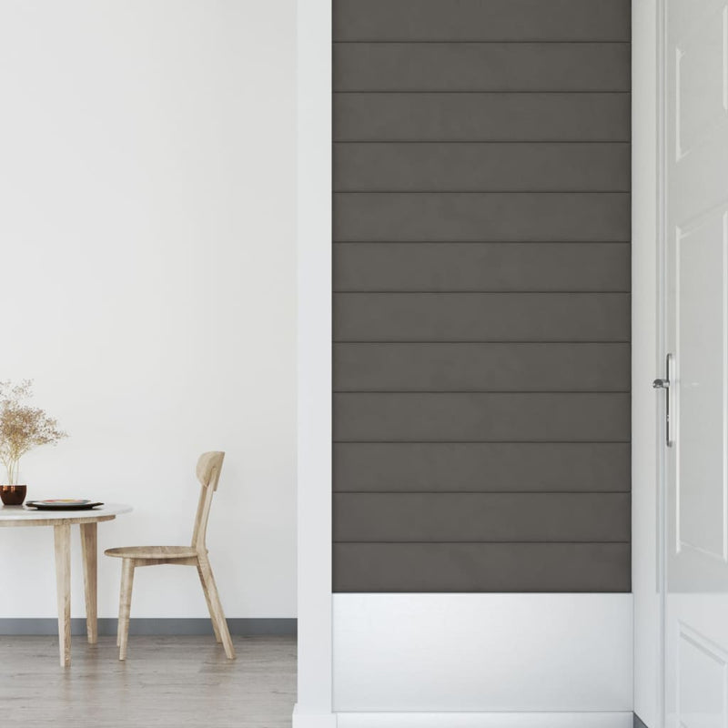 vidaXL 12 db sötétszürke bársony fali panel 90x15 cm 1,62 m²