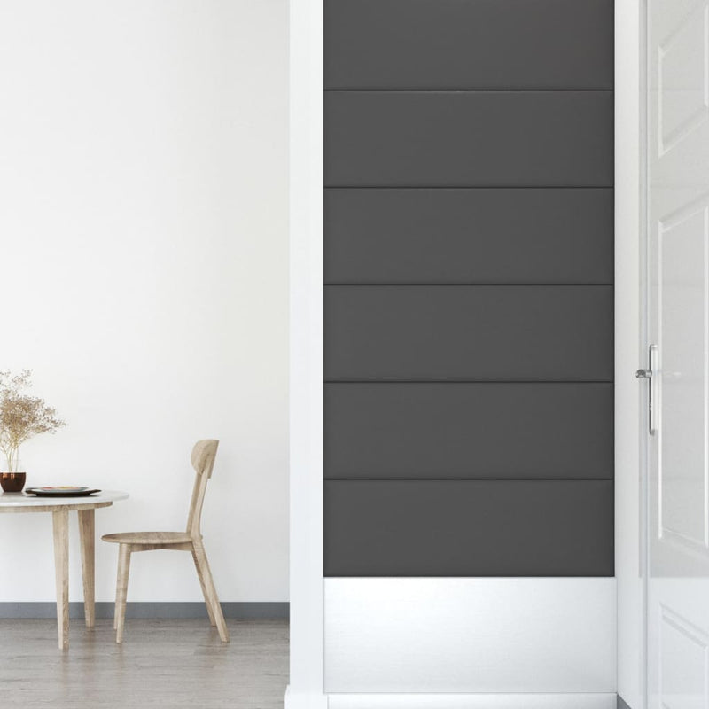 vidaXL 12 db szürke műbőr fali panel 90 x 30 cm 3,24 m²