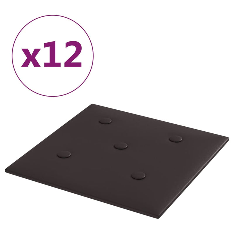 vidaXL 12 db fekete műbőr fali panel 30 x 30 cm 1,08 m²