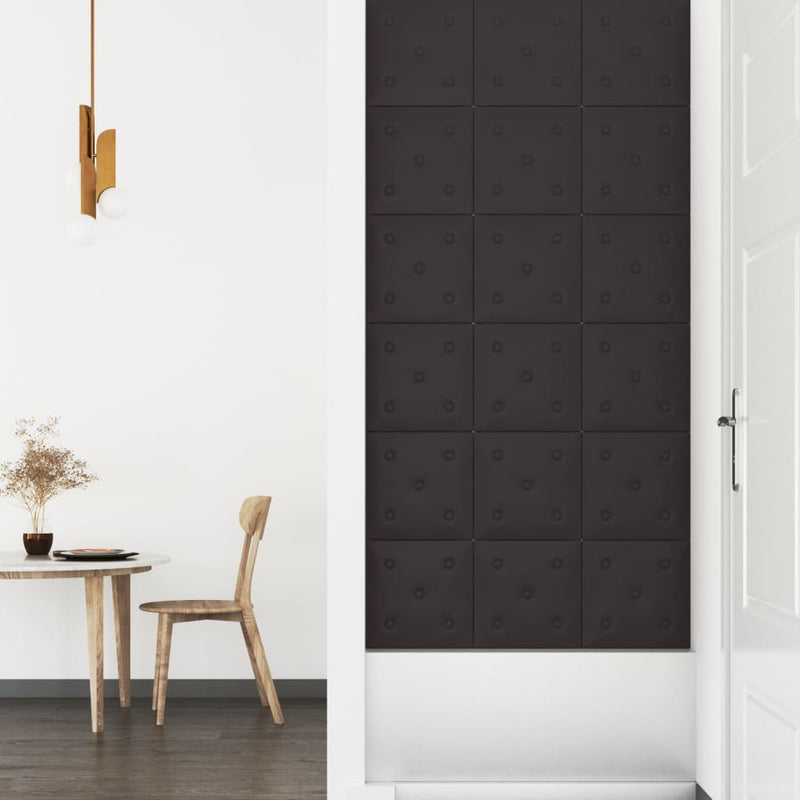 vidaXL 12 db fekete műbőr fali panel 30 x 30 cm 1,08 m²
