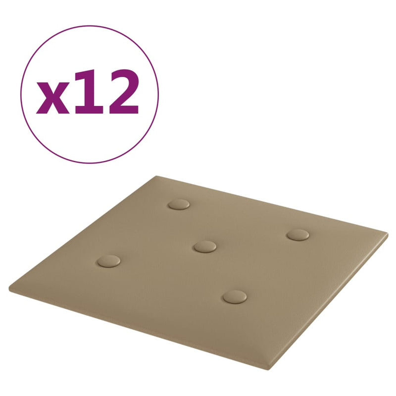 vidaXL 12 db cappuccino színű műbőr fali panel 30 x 30 cm 1,08 m²