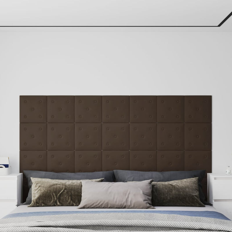vidaXL 12 db barna műbőr fali panel 30 x 30 cm 1,08 m²