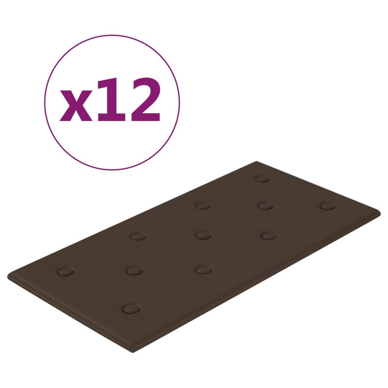 vidaXL 12 db barna műbőr fali panel 60 x 30 cm 2,16 m²