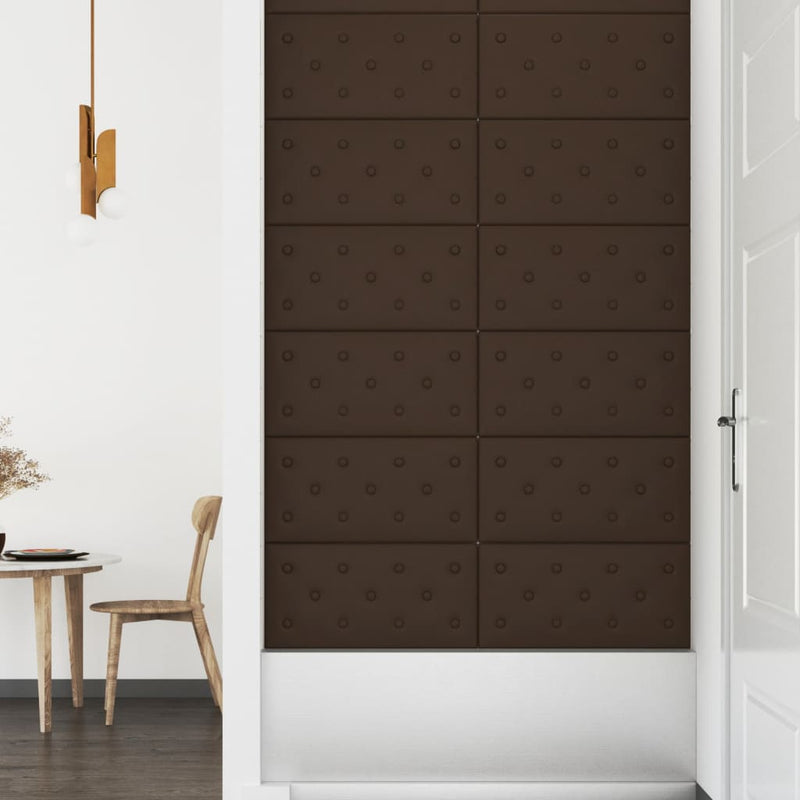 vidaXL 12 db barna műbőr fali panel 60 x 30 cm 2,16 m²