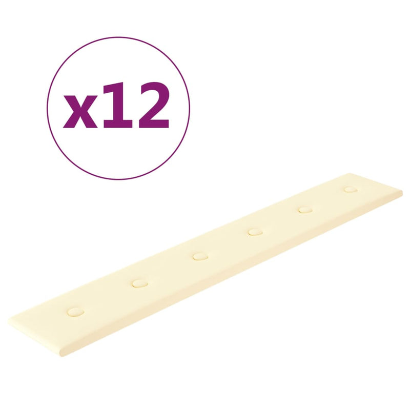 vidaXL 12 db krémszínű műbőr fali panel 90 x 15 cm 1,62 m²