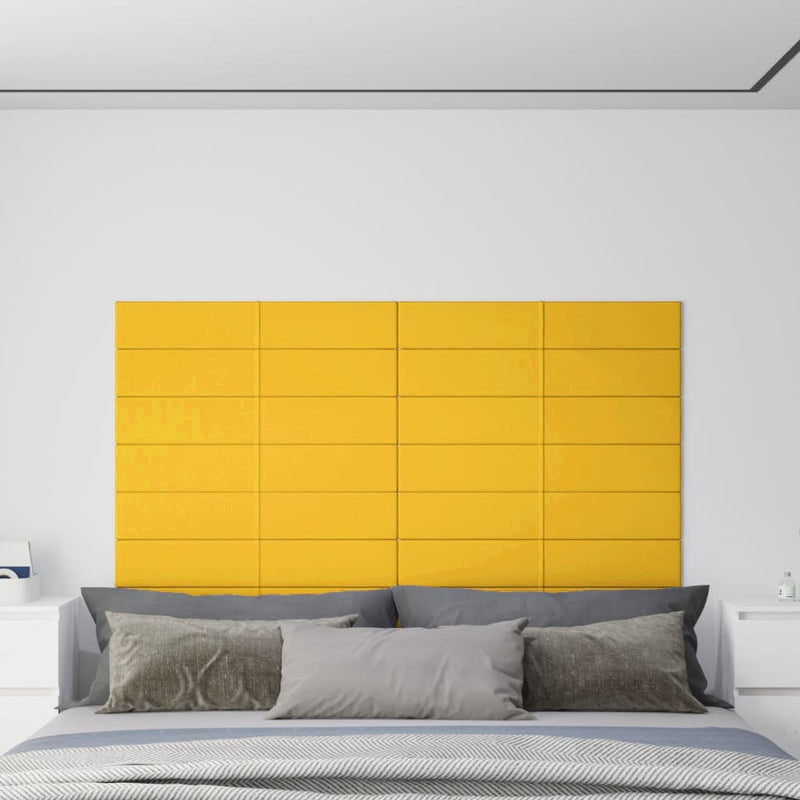 vidaXL 12 db sárga bársony fali panel 90x15 cm 1,62 m²