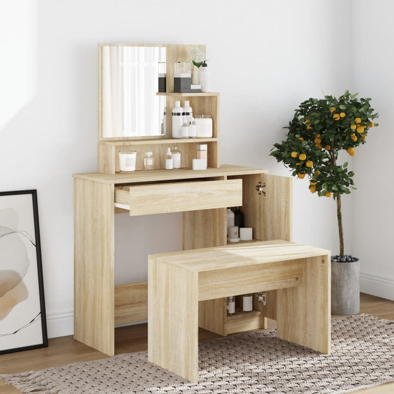 vidaXL sonoma tölgy színű fésülködőasztal tükörrel 86,5 x 35 x 136 cm