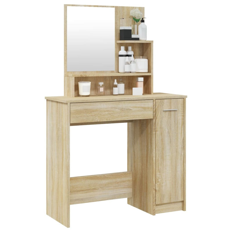 vidaXL sonoma tölgy színű fésülködőasztal tükörrel 86,5 x 35 x 136 cm