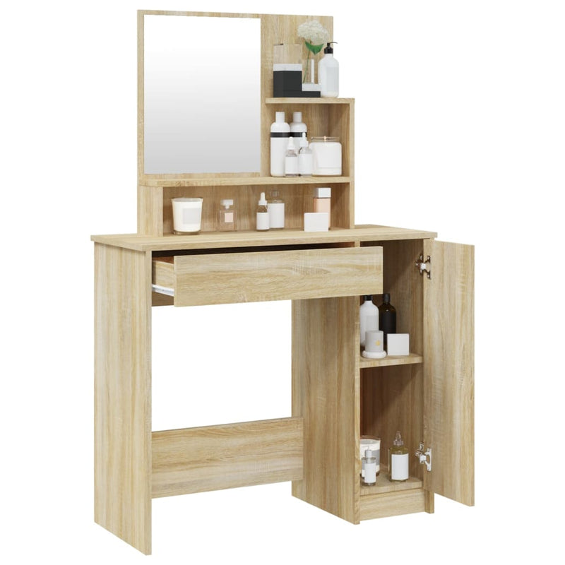 vidaXL sonoma tölgy színű fésülködőasztal tükörrel 86,5 x 35 x 136 cm