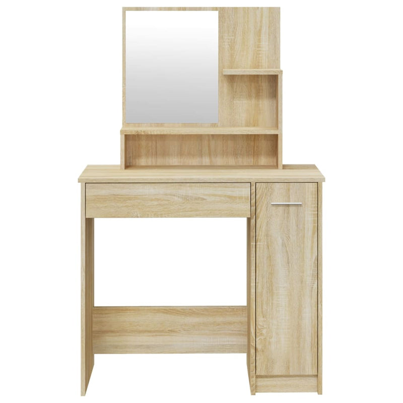 vidaXL sonoma tölgy színű fésülködőasztal tükörrel 86,5 x 35 x 136 cm