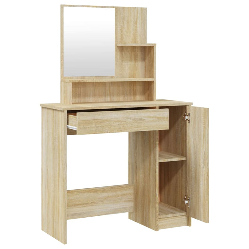 vidaXL sonoma tölgy színű fésülködőasztal tükörrel 86,5 x 35 x 136 cm