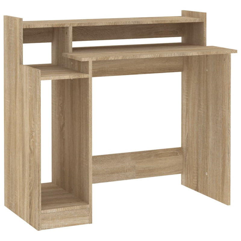 vidaXL sonoma tölgy színű szerelt fa íróasztal LED-ekkel 97x45x90 cm