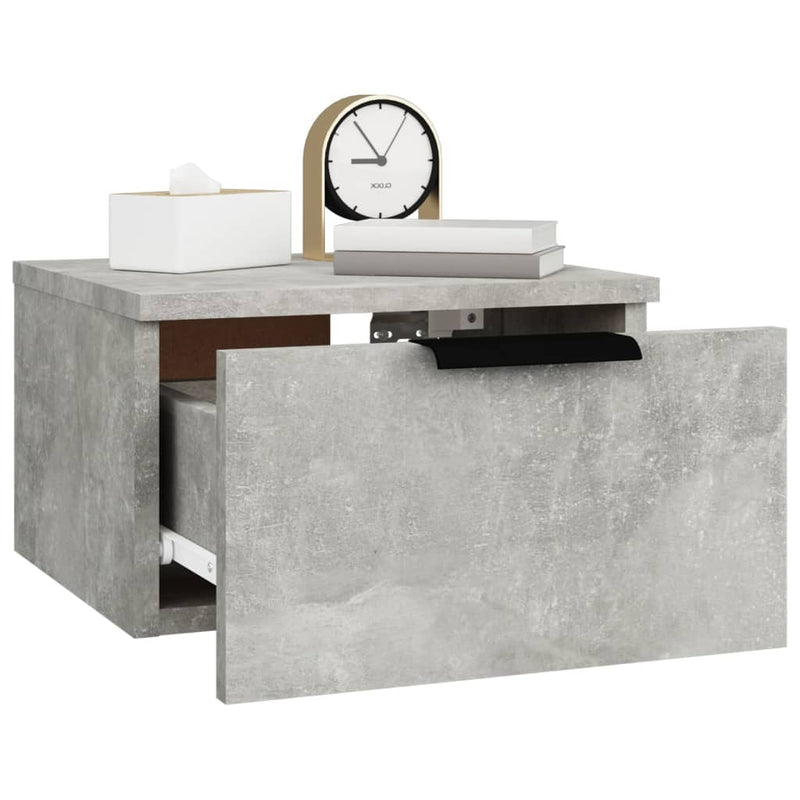 vidaXL betonszürke falra szerelhető éjjeliszekrény 34x30x20 cm