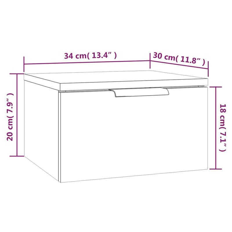 vidaXL betonszürke falra szerelhető éjjeliszekrény 34x30x20 cm