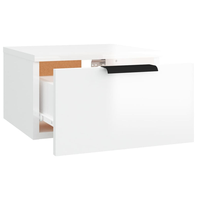 vidaXL magasfényű fehér falra szerelhető éjjeliszekrény 34x30x20 cm