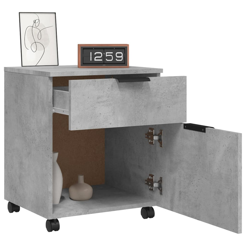 vidaXL betonszürke szerelt fa mobil iratszekrény kerekekkel 45x38x45cm