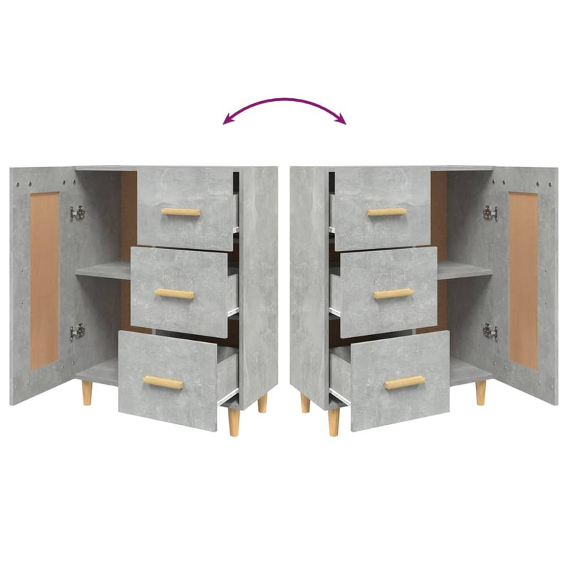 vidaXL betonszürke szerelt fa tálalószekrény 69,5 x 34 x 90 cm