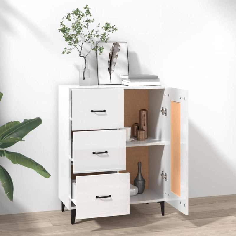 vidaXL magasfényű fehér szerelt fa tálalószekrény 69,5 x 34 x 90 cm