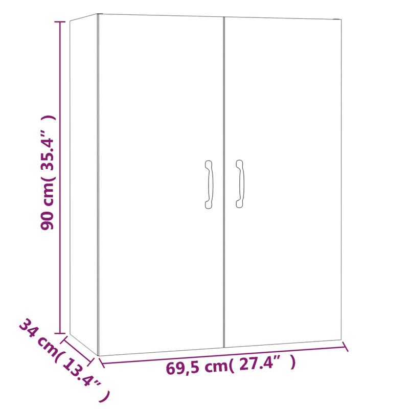 vidaXL sonoma tölgy színű szerelt fa függőszekrény 69,5 x 34 x 90 cm