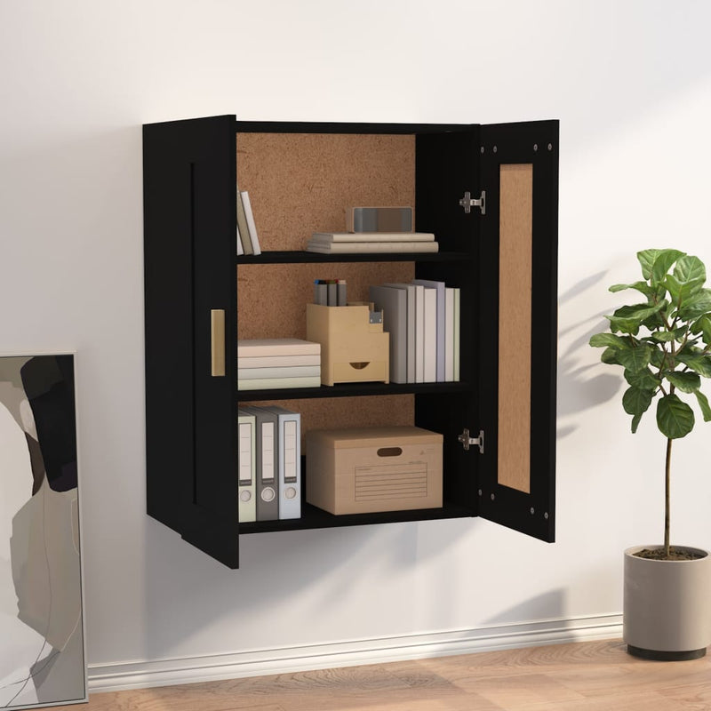 vidaXL fekete szerelt fa faliszekrény 69,5x32,5x90 cm