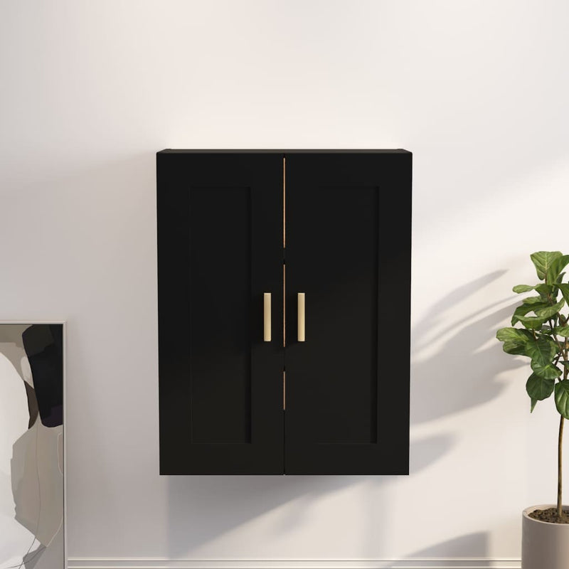 vidaXL fekete szerelt fa faliszekrény 69,5x32,5x90 cm